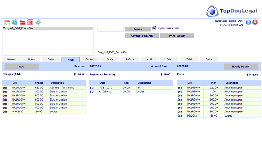 criminal law software features billing and email notification