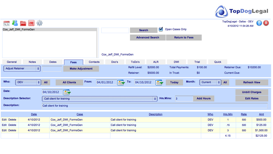 law software hourly billing