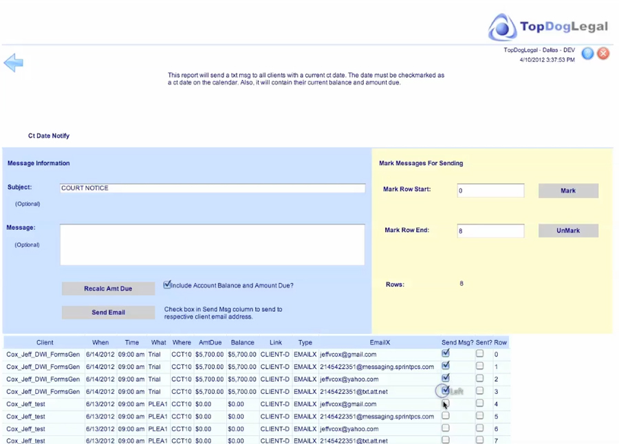 criminal court date software